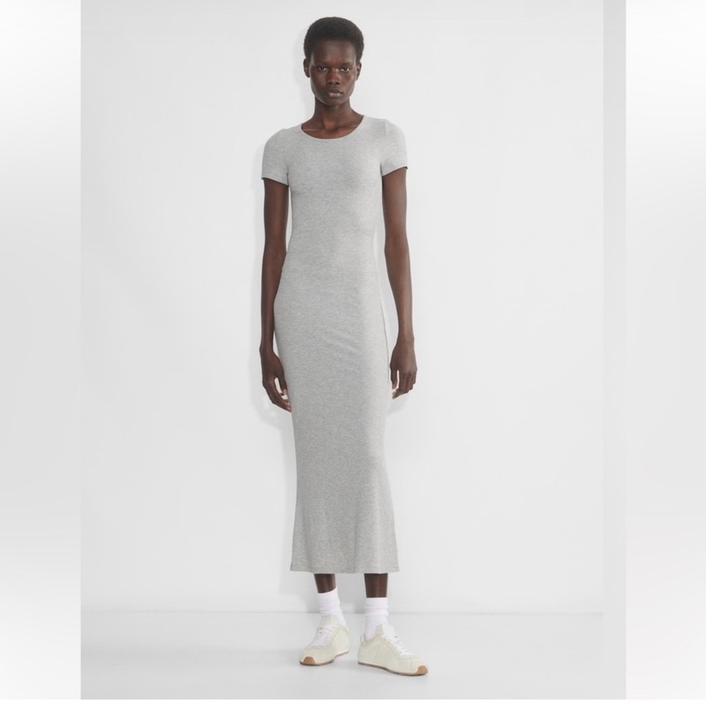 Aritzia Light Gray Ribbed Dress